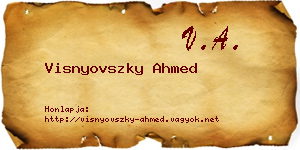 Visnyovszky Ahmed névjegykártya